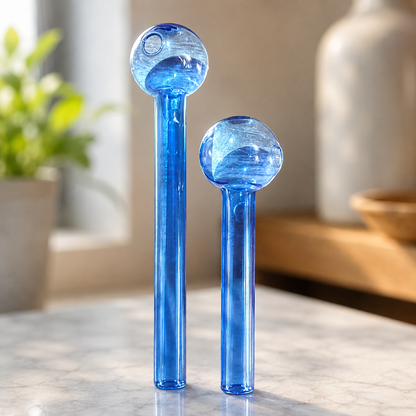 Blue Borosilicate Hand Glass Pipe Oil Burner – 4 & 6 inch