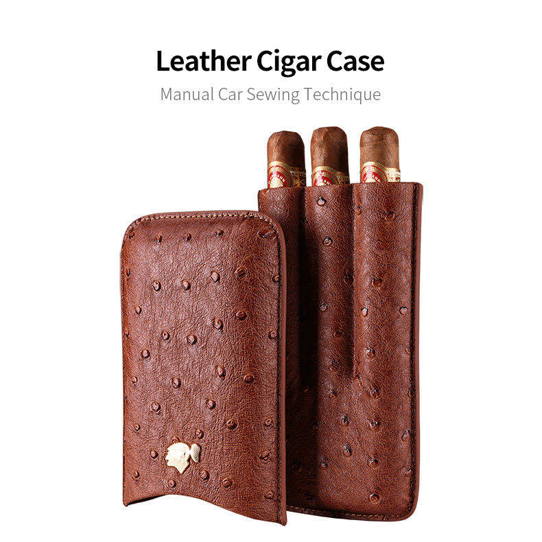 Cow Leather Pack Portable 3 - Cigars Case