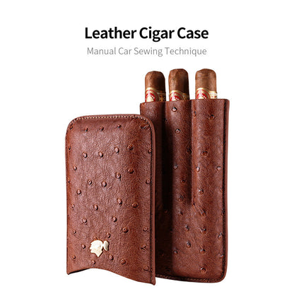 Cow Leather Pack Portable 3 - Cigars Case