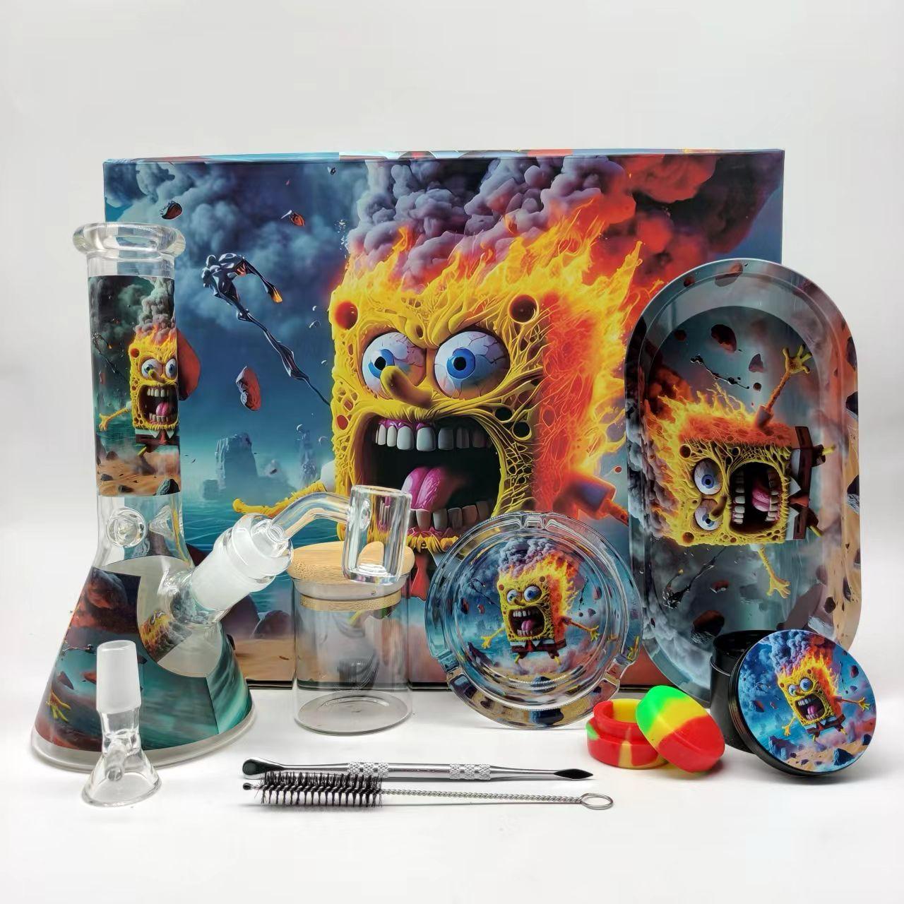 Multi-Accessory Glass Ice Bong Smoking Gift Kit Set