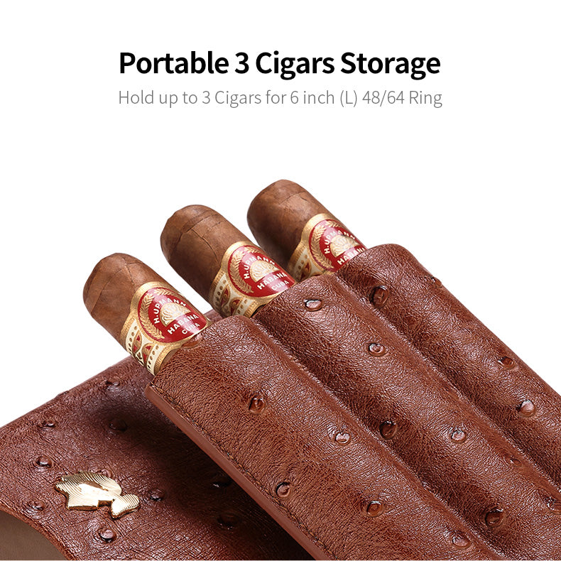 Cow Leather Pack Portable 3 - Cigars Case