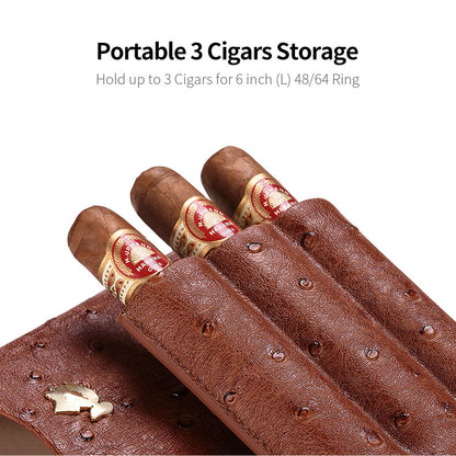 Cow Leather Pack Portable 3 - Cigars Case