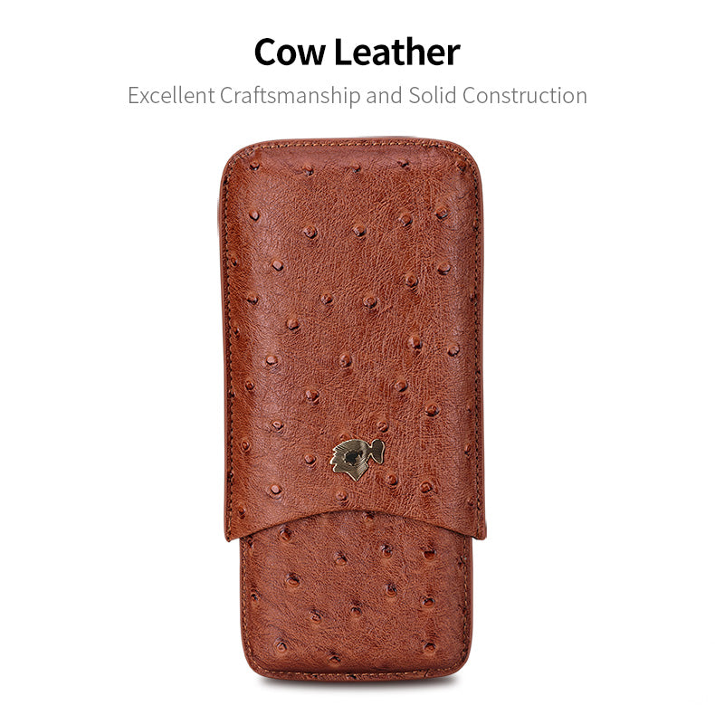 Cow Leather Pack Portable 3 - Cigars Case