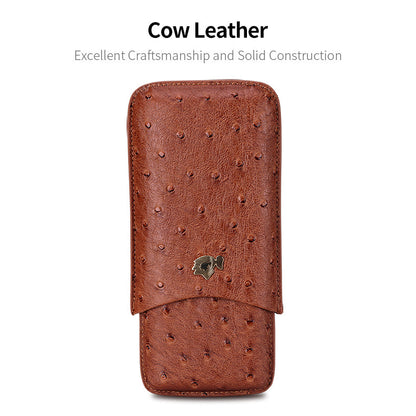 Cow Leather Pack Portable 3 - Cigars Case