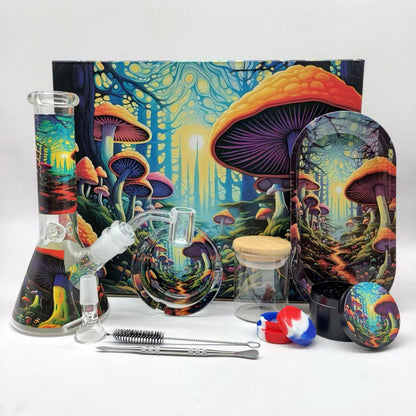 Multi-Accessory Glass Ice Bong Smoking Gift Kit Set