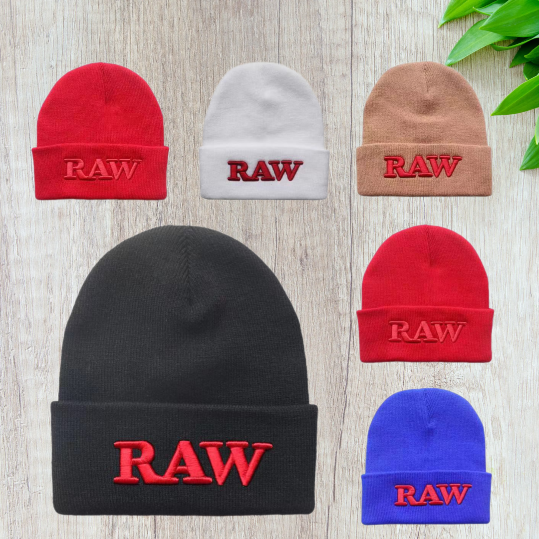 RAW Embroidery Beanie Hats