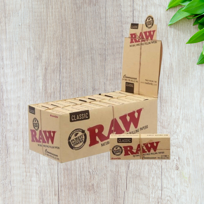 RAW Connoisseur Brown 1 1/4 Medium Size Rolling Papers + Filter Tips