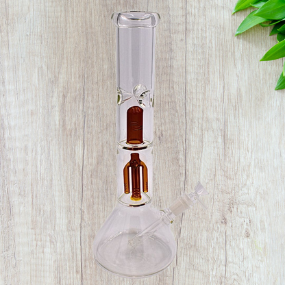 13" Clear Brown Glass Beaker Bong