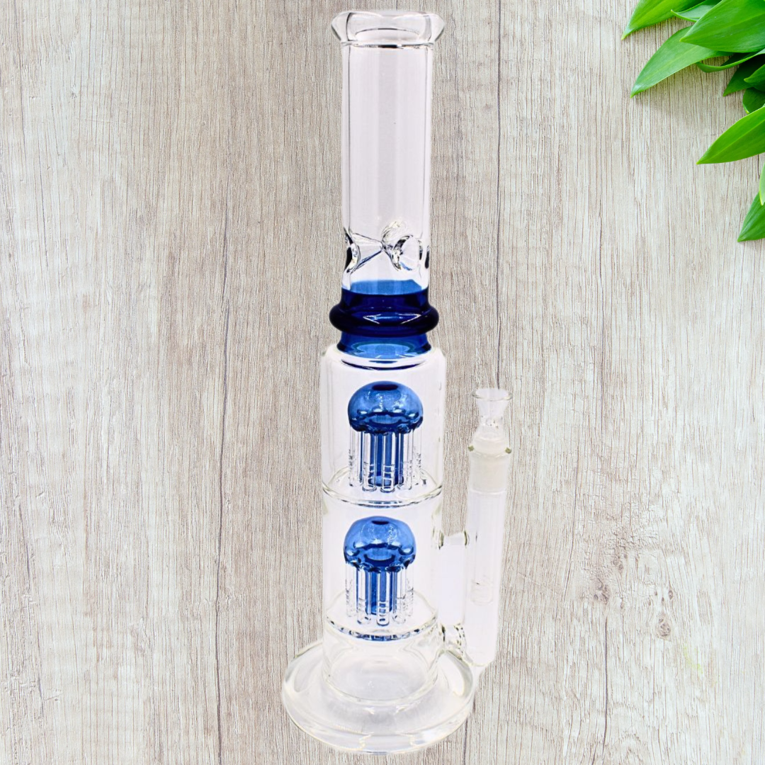 15" Tree Percolator Glass Beaker Bong - Blue