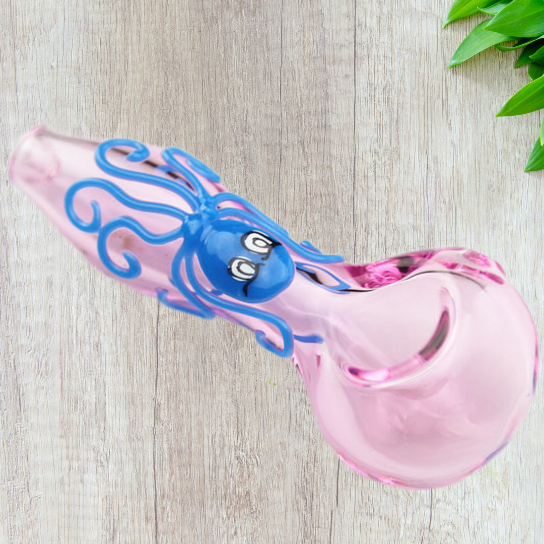 Hippculture Octopus Design Smoking Glass Pipe