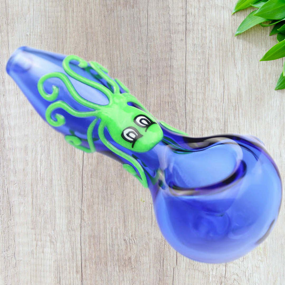 Hippculture Octopus Design Smoking Glass Pipe