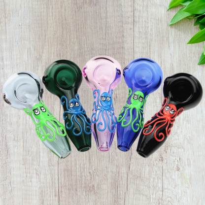 Hippculture Octopus Design Smoking Glass Pipe