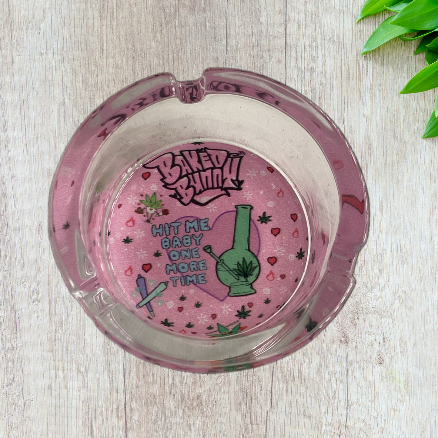 Baked bunny art round Glass Ashtray 85mm