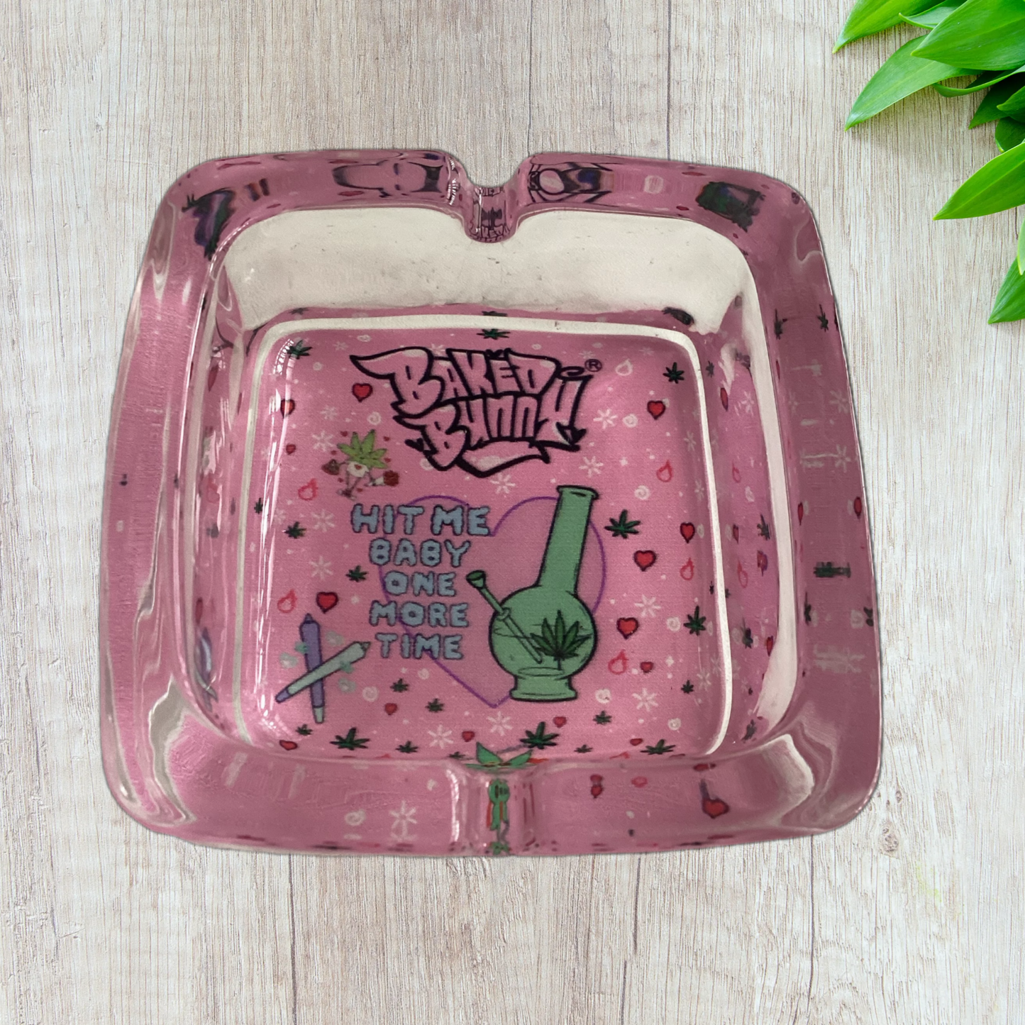 Baked bunny art square Glass Ashtray 90mm