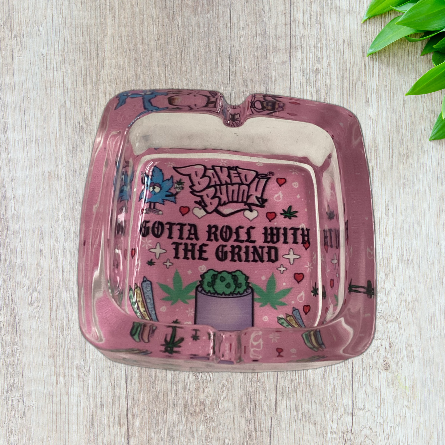 Baked bunny art square Glass Ashtray 90mm