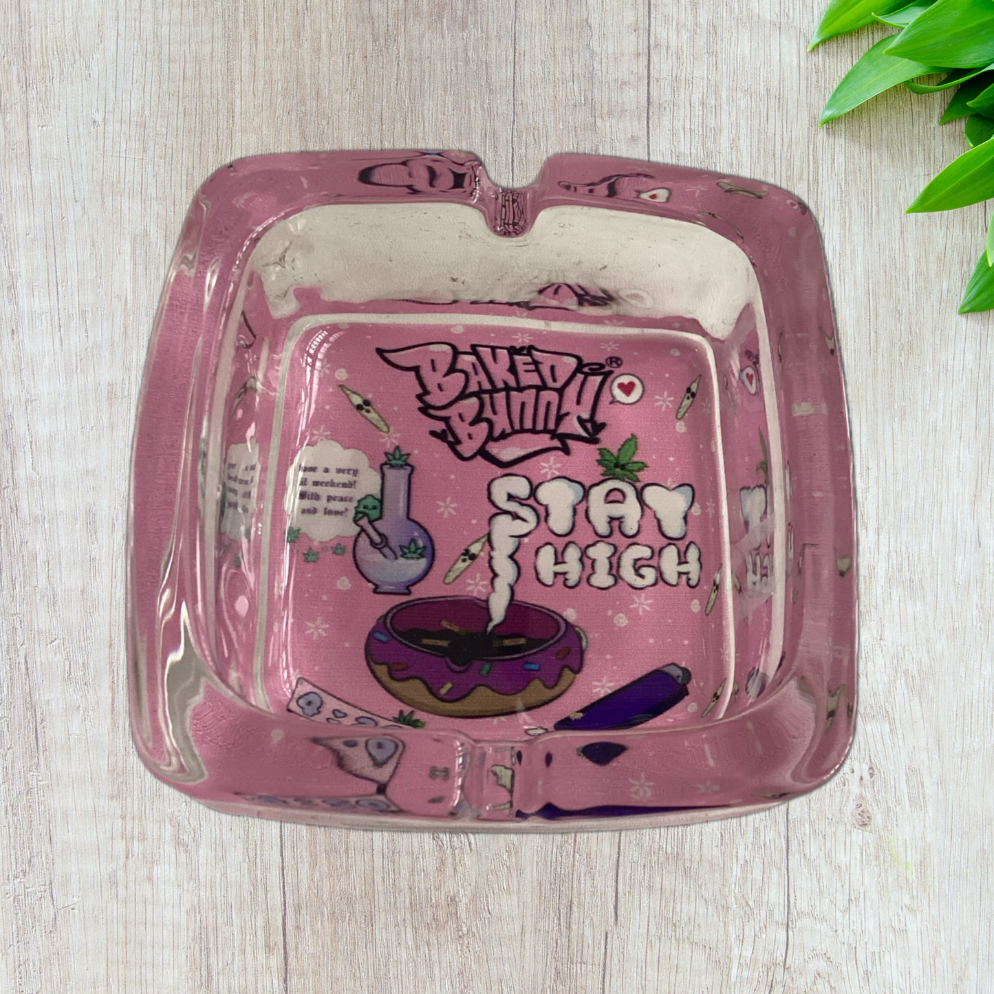 Baked bunny art square Glass Ashtray 90mm