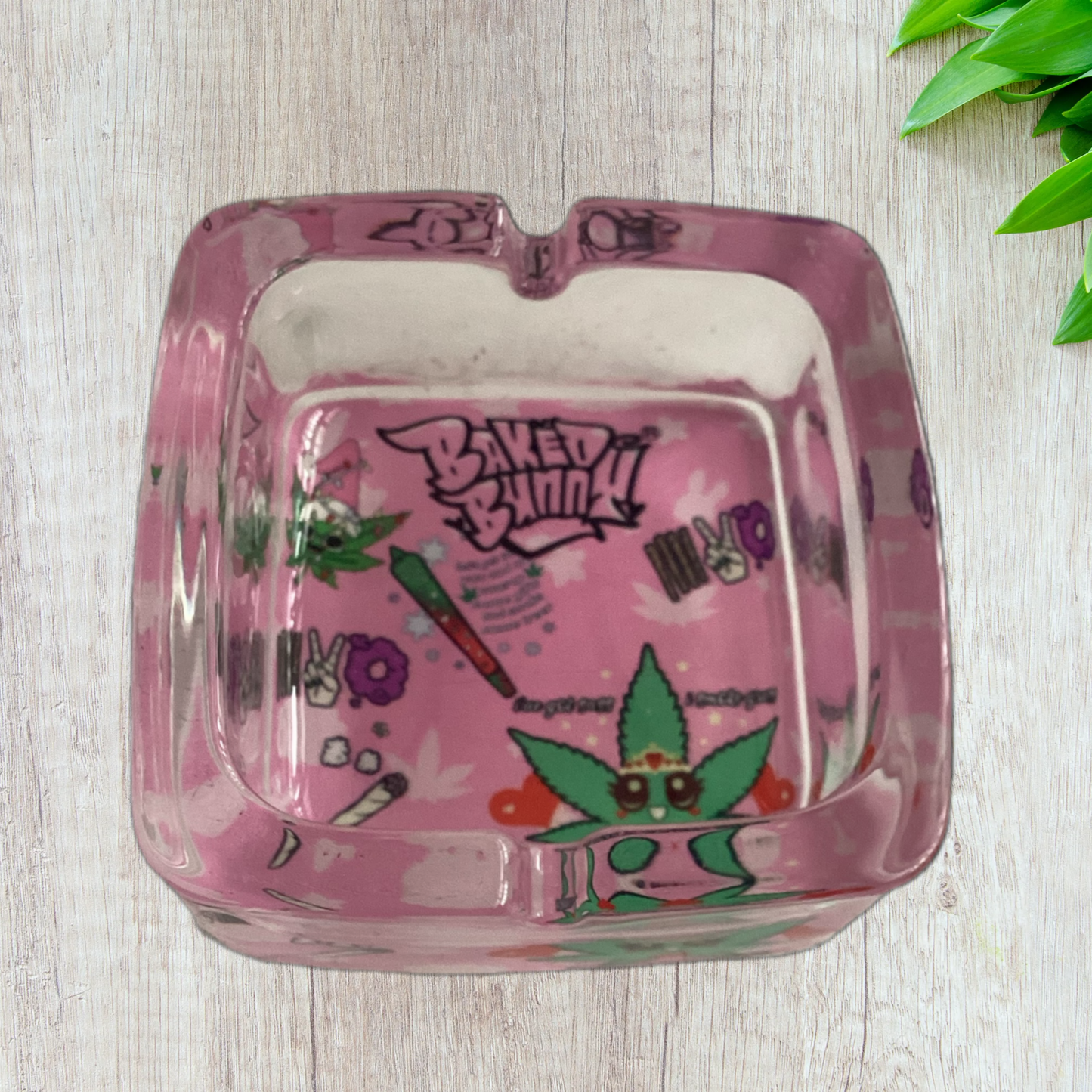 Baked bunny art square Glass Ashtray 90mm