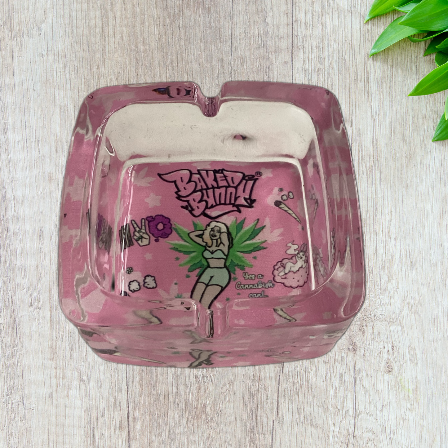 Baked bunny art square Glass Ashtray 90mm