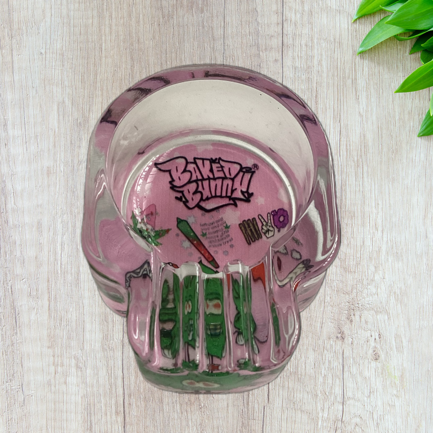 Baked bunny skull Art Glass Ashtray 95mm