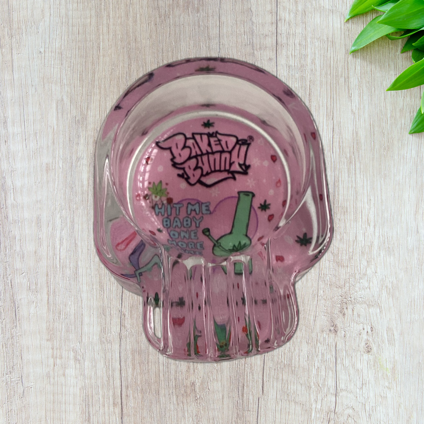 Baked bunny skull Art Glass Ashtray 95mm