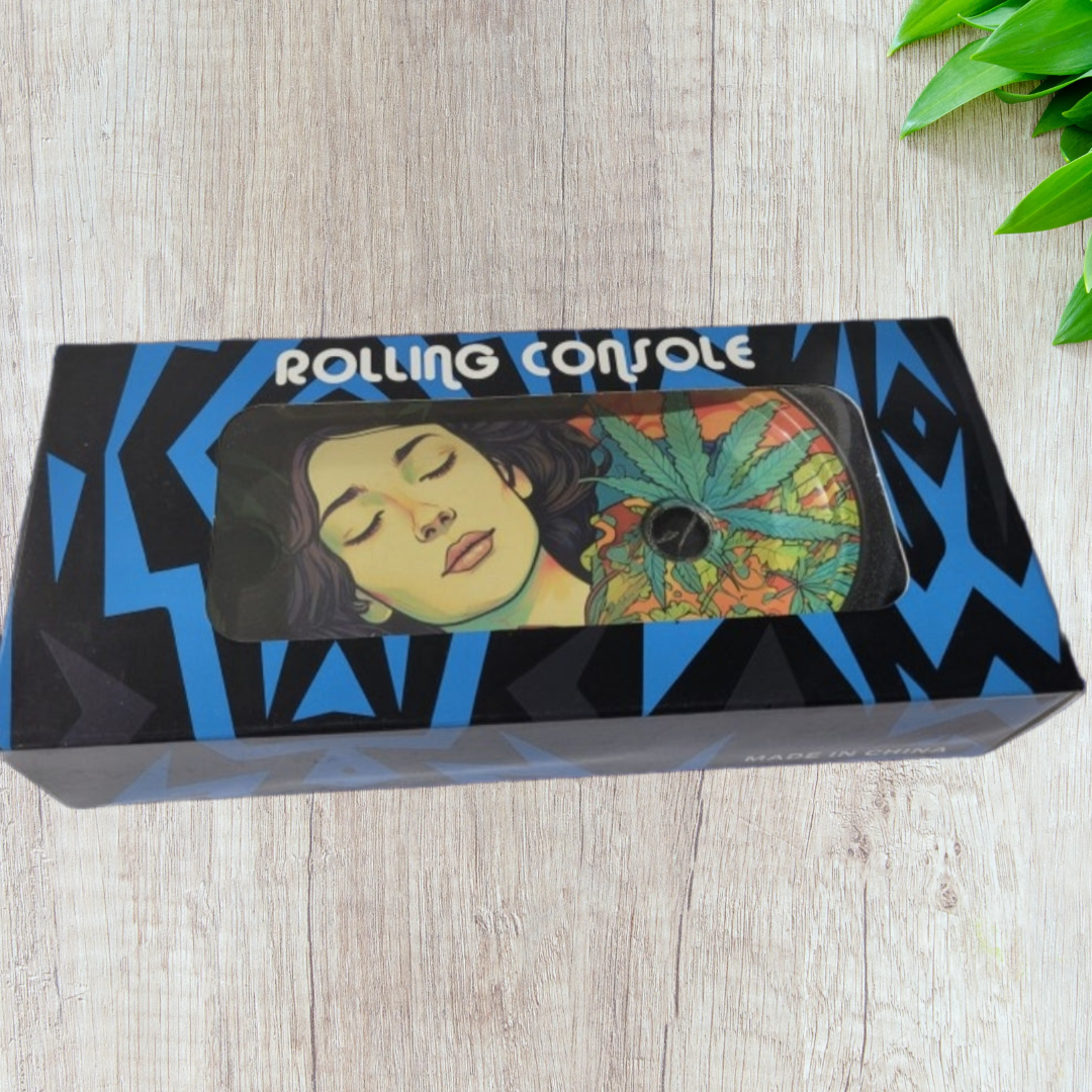 Foldable Metallic Rolling Console With Cone Holder Smoking Kit Gift Set