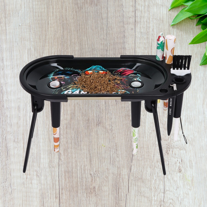 Foldable Metallic Rolling Console With Cone Holder Smoking Kit Gift Set