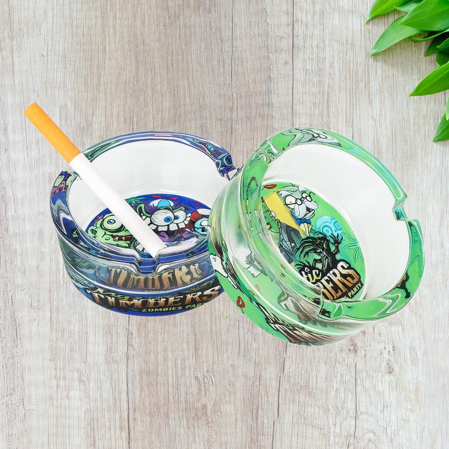 Mystic Timbers Zombies Party Round Premium Glass Ash tray