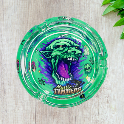 Mystic Timbers Zombies Party Round Premium Glass Ash tray