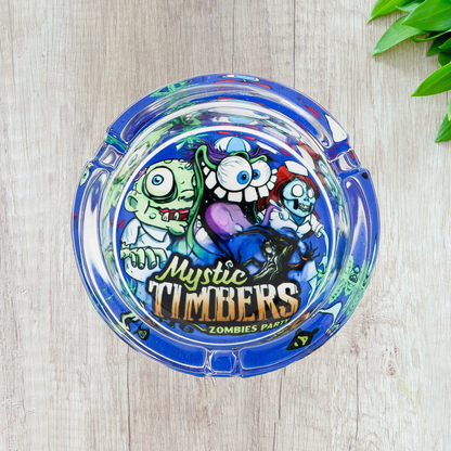 Mystic Timbers Zombies Party Round Premium Glass Ash tray