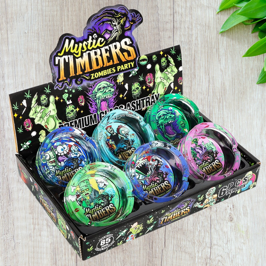 Mystic Timbers Zombies Party Round Premium Glass Ash tray