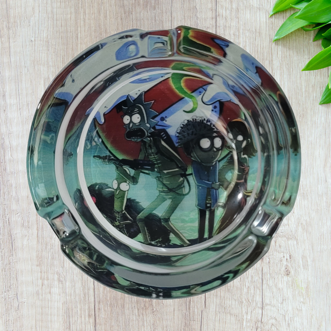 Rick and Morty art round Glass Ashtray 85mm