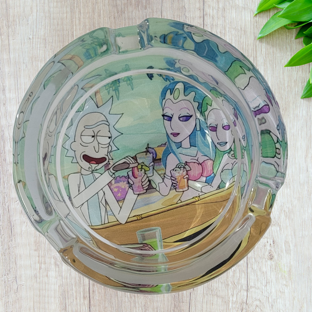 Rick and Morty art round Glass Ashtray 85mm