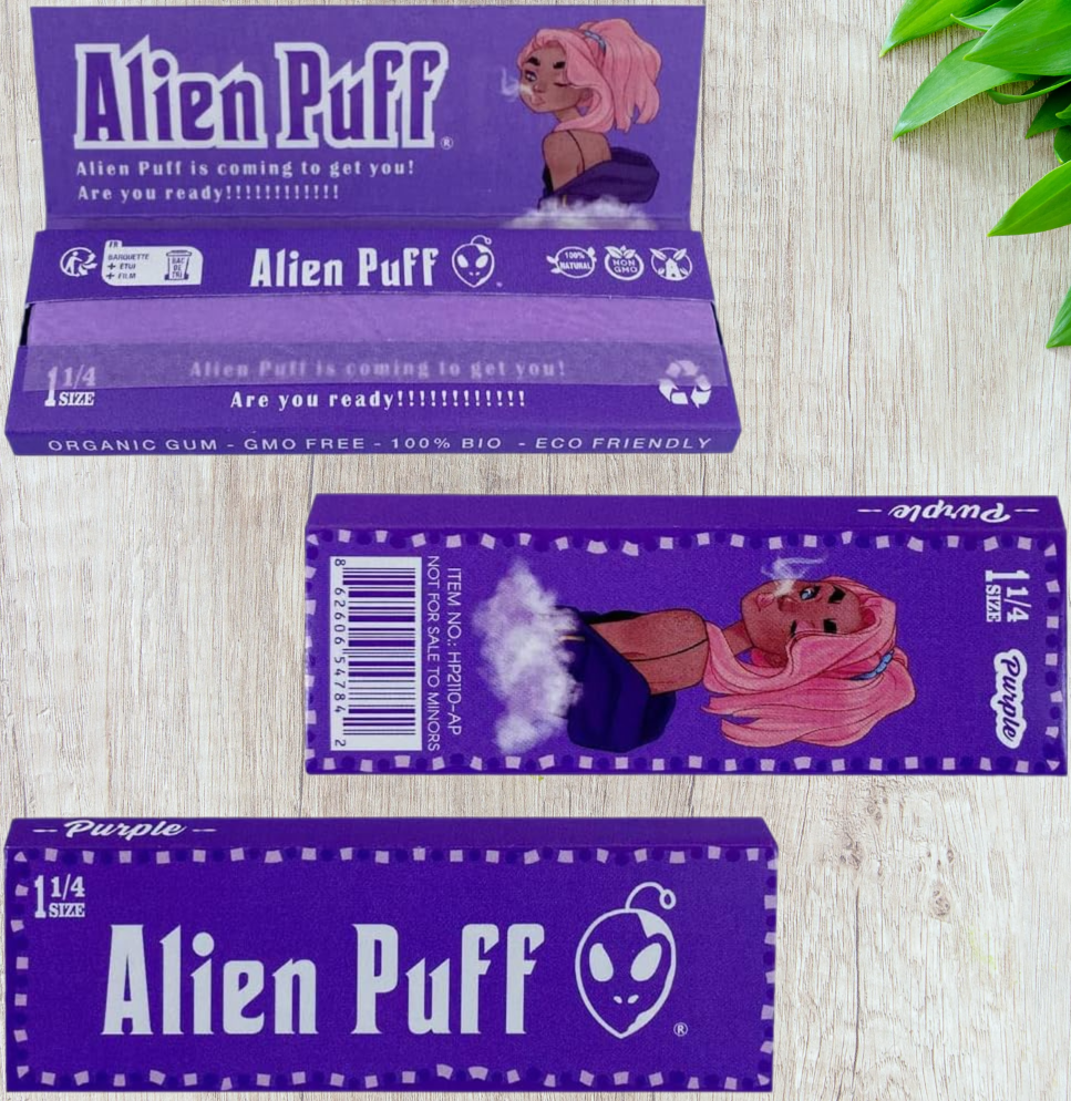 Alien Puff 1 1/4 Size Purple Rolling Papers