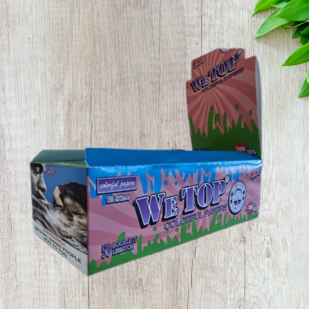 Wetop 1 1/4 Size Mixed Colored (Blue, Green, Purple & Pink) Rolling Paper