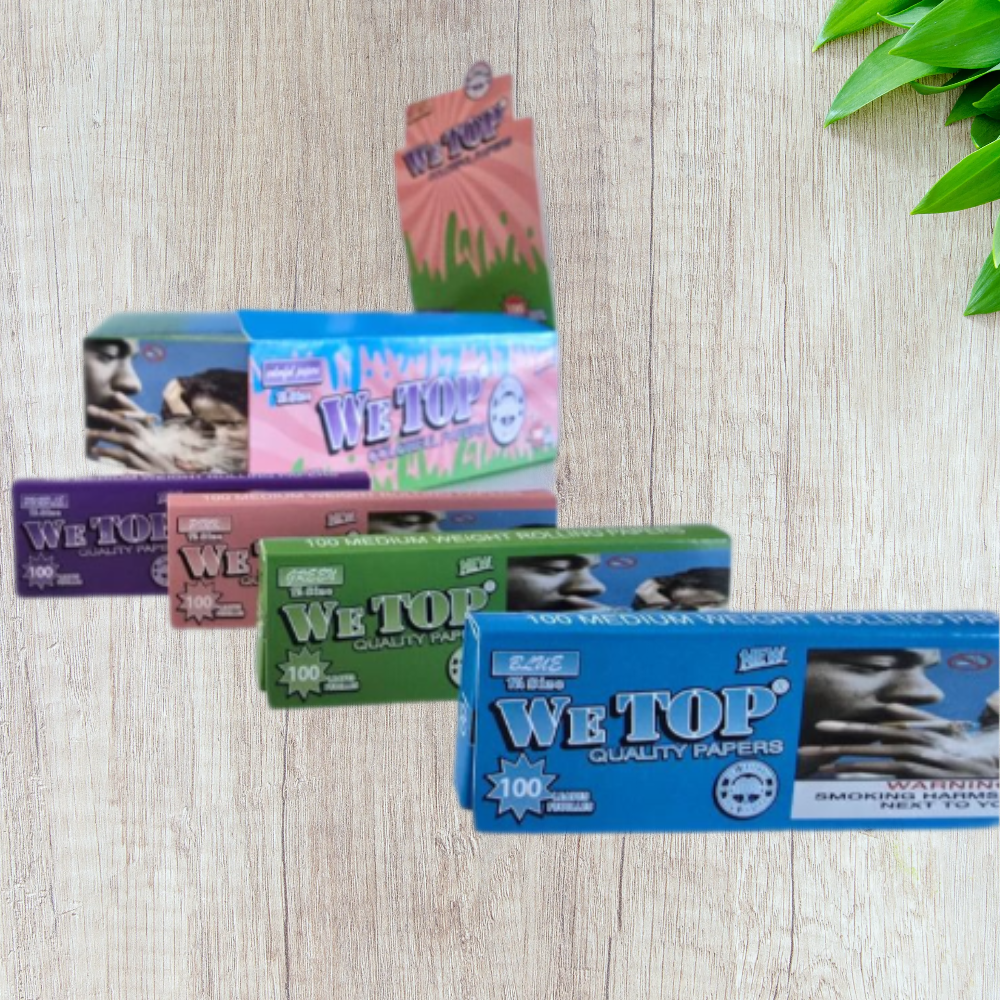 Wetop 1 1/4 Size Mixed Colored (Blue, Green, Purple & Pink) Rolling Paper