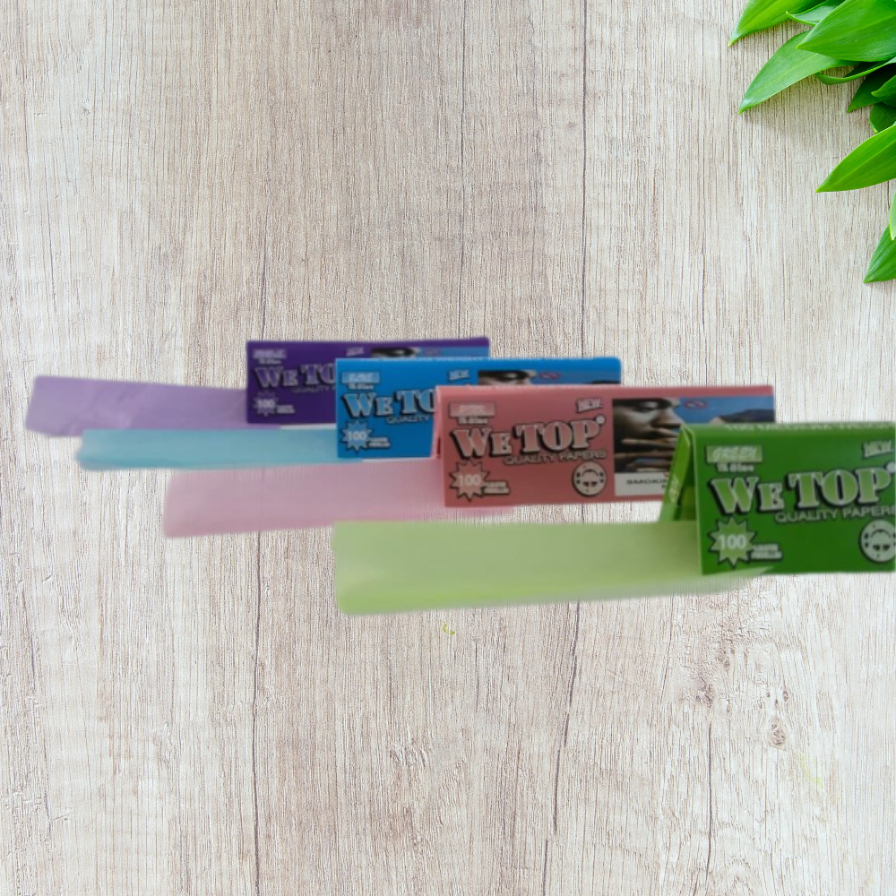 Wetop 1 1/4 Size Mixed Colored (Blue, Green, Purple & Pink) Rolling Paper